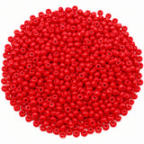 Preciosa Czech Glass Seed Beads 6/0 Size (4mm) Sold Per pack of 20 Grams, Red Opaque Color on white background
