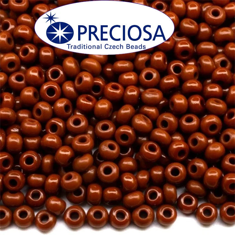 Preciosa Czech Glass Seed Beads 6/0 Size (4mm) Sold Per pack of 20 Grams, Brown Opaque Color on white background