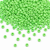 Preciosa Czech Glass Seed Beads 8/0 Size (3mm) Sold Per pack of 20 Grams, Lime Green Opaque Color on white background