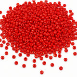 Preciosa Czech Glass Seed Beads 8/0 Size (3mm) Sold Per pack of 20 Grams, Red Opaque Color on white background
