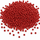 Preciosa Czech Glass Seed Beads 8/0 Size (3mm) Sold Per pack of 20 Grams, dark red Opaque Color on white background