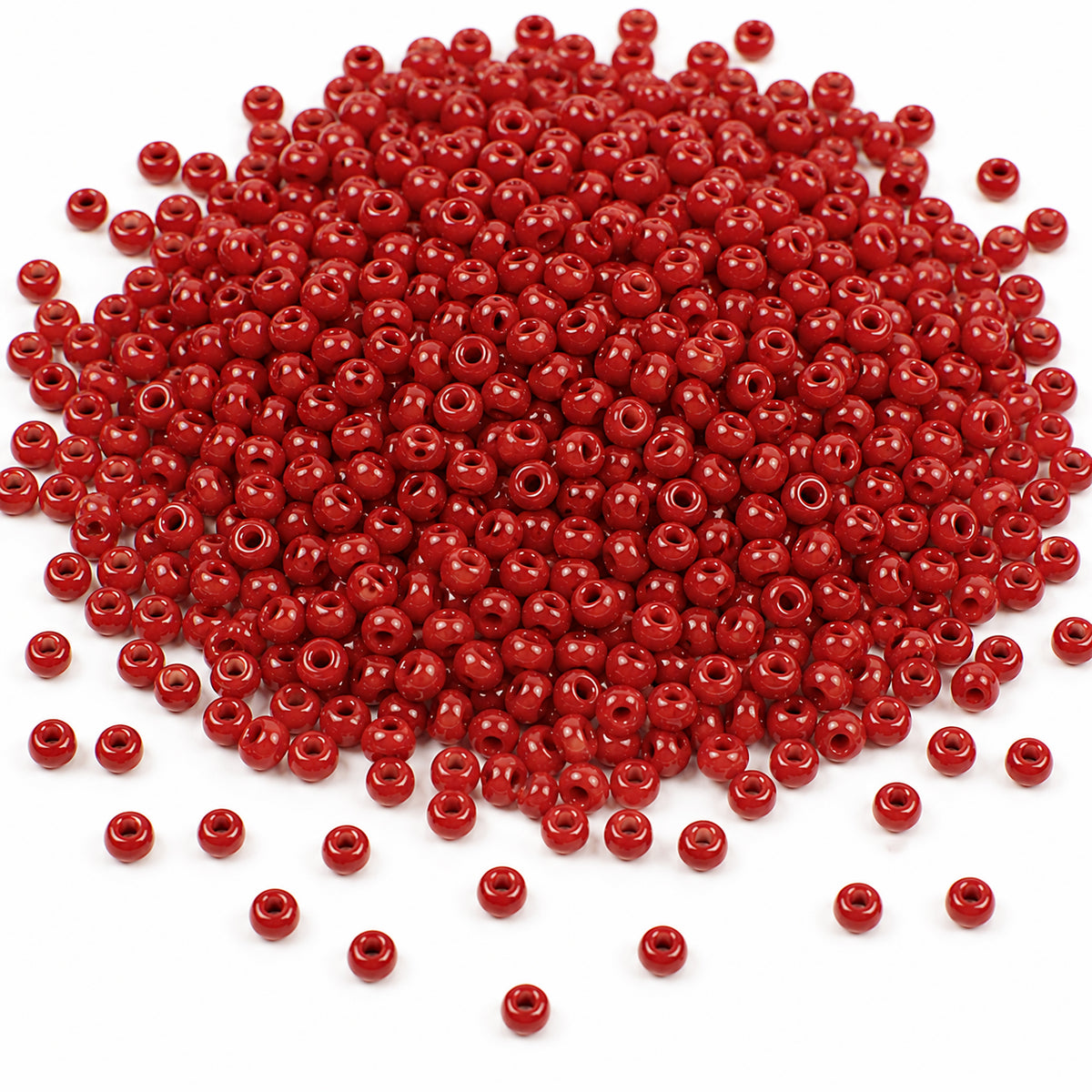 Preciosa Czech Glass Seed Beads 8/0 Size (3mm) Sold Per pack of 20 Grams, dark red Opaque Color on white background