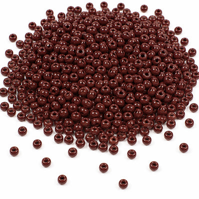 Preciosa Czech Glass Seed Beads 8/0 Size (3mm) Sold Per pack of 20 Grams, Burgundy Red Opaque Color on white background