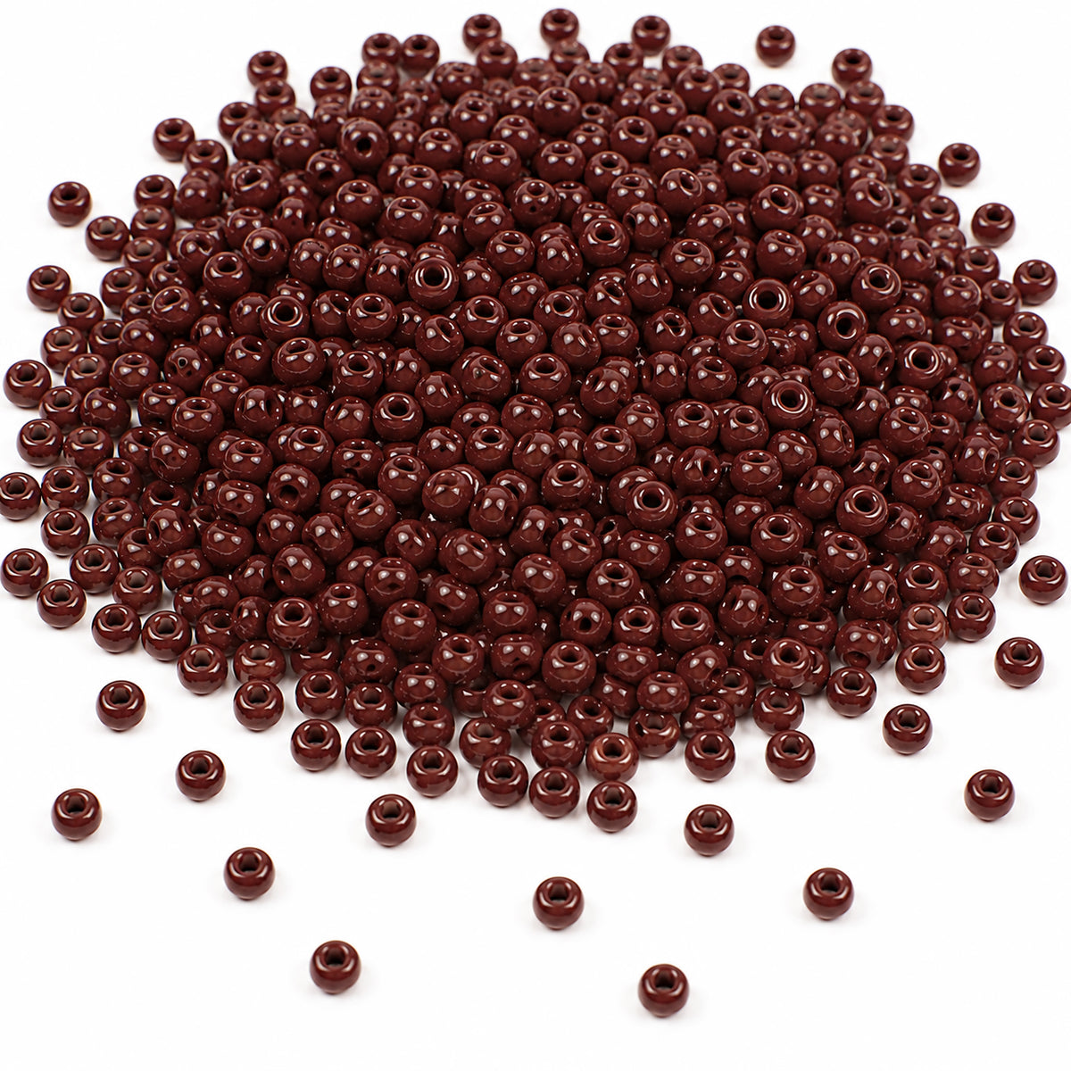 Preciosa Czech Glass Seed Beads 8/0 Size (3mm) Sold Per pack of 20 Grams, Burgundy Red Opaque Color on white background