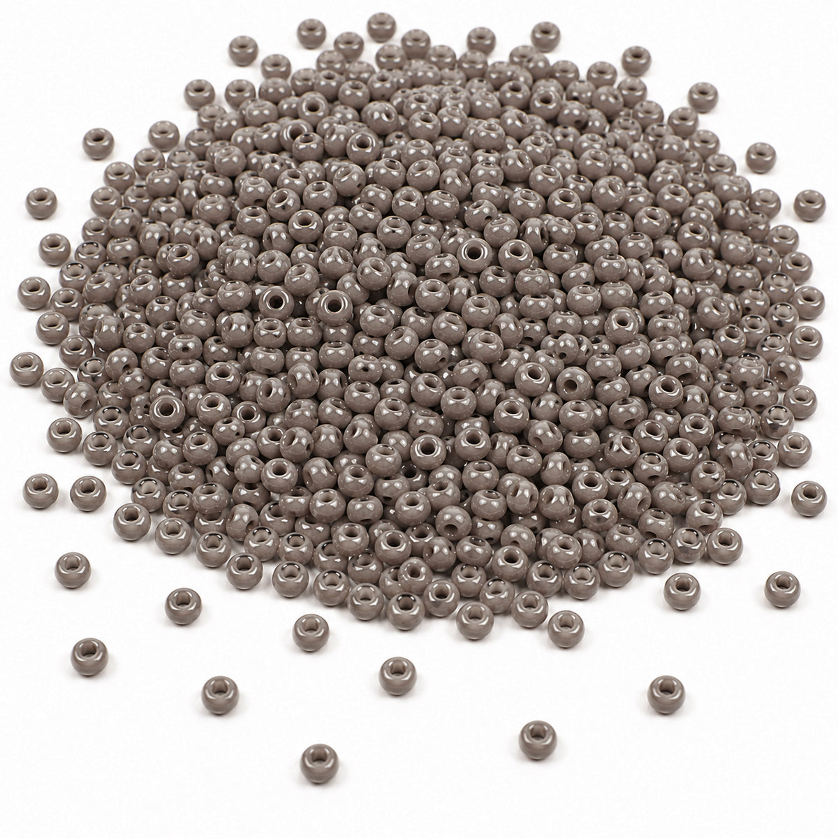 Preciosa Czech Glass Seed Beads 8/0 Size (3mm) Sold Per pack of 20 Grams, Gray Opaque Color on white background