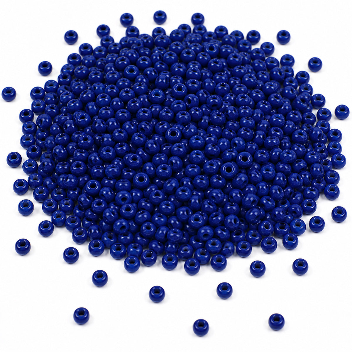 Preciosa Czech Glass Seed Beads 8/0 Size (3mm) Sold Per pack of 20 Grams, Nevy Blue Opaque Color on white background