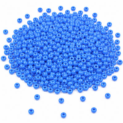 Preciosa Czech Glass Seed Beads 8/0 Size (3mm) Sold Per pack of 20 Grams, Light Blue Opaque Color on white background