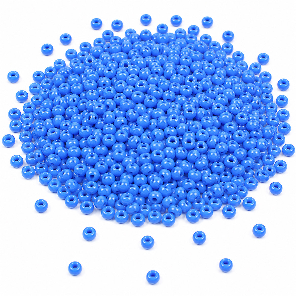 Preciosa Czech Glass Seed Beads 8/0 Size (3mm) Sold Per pack of 20 Grams, Light Blue Opaque Color on white background