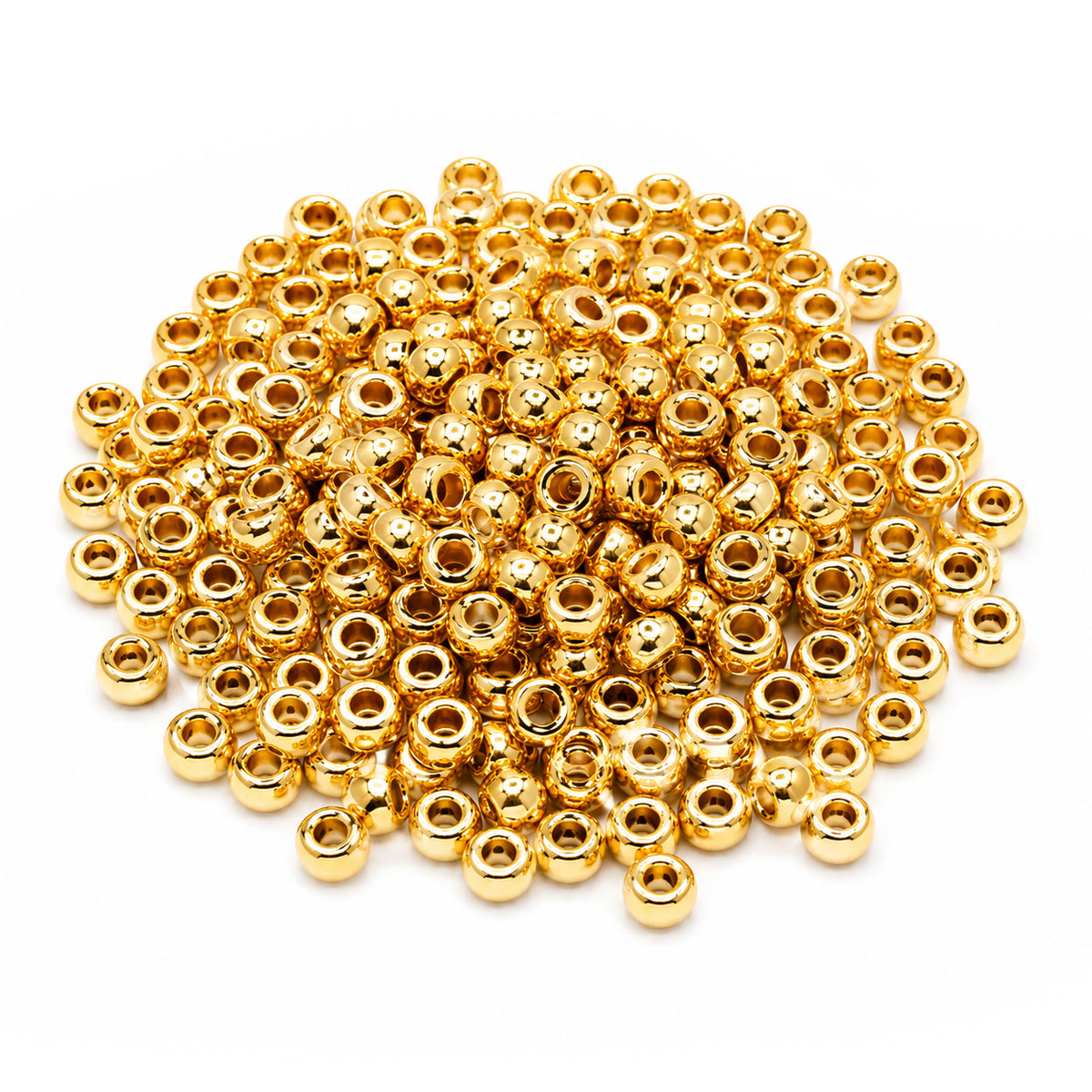 Preciosa Czech Glass Seed Beads 6/0 Size (4mm) Sold Per pack of 20 Grams, Metallic Gold Opaque Color on white background