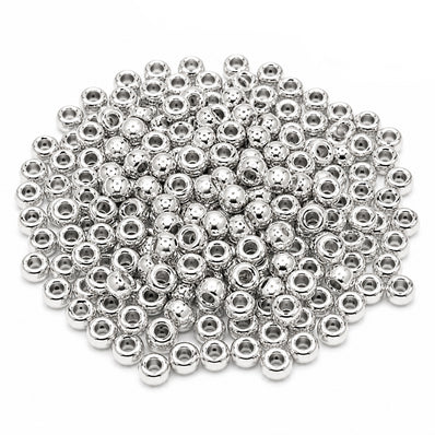 Preciosa Czech Glass Seed Beads 6/0 Size (4mm) Sold Per pack of 20 Grams, Metallic Silver Opaque Color on white background