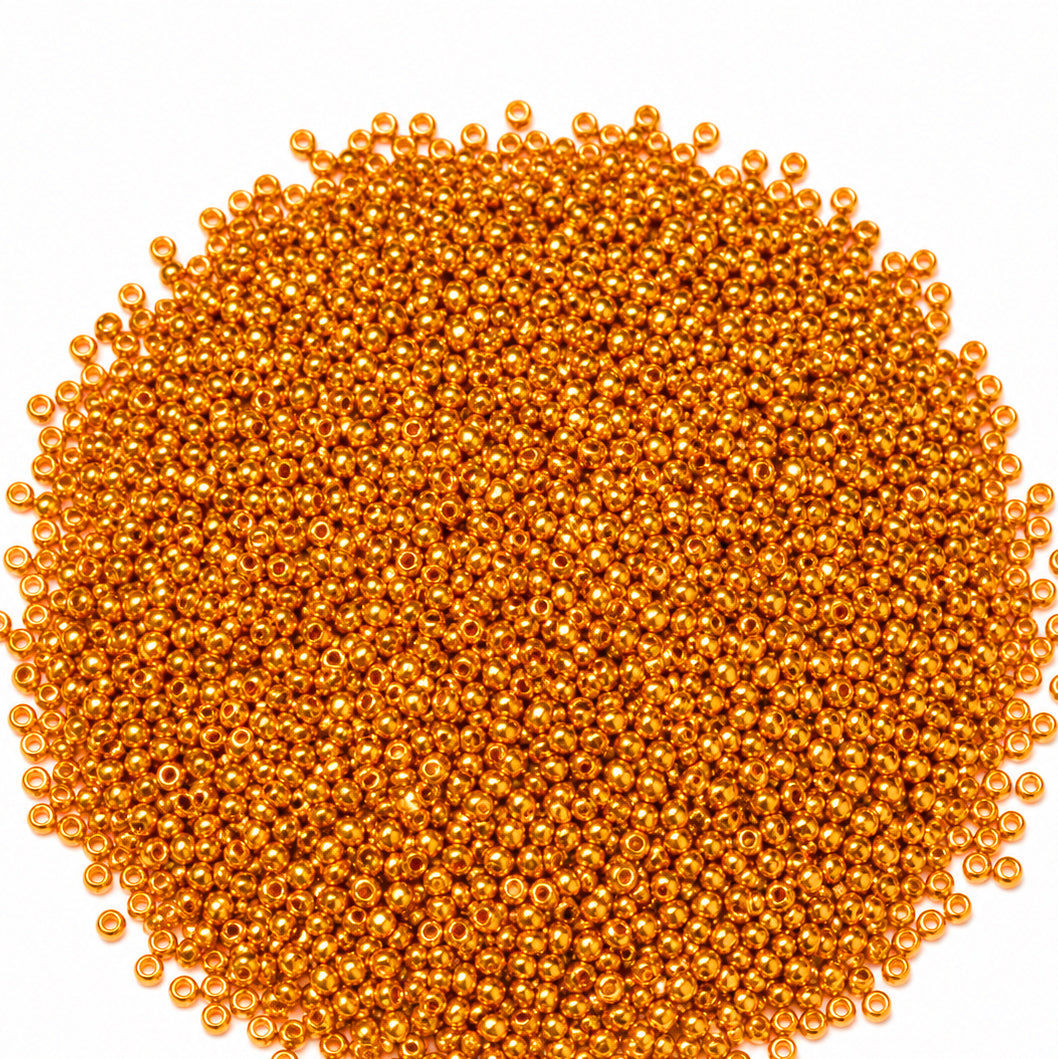 25grams pkg. 11/0 Size (2mm) Dark  Gold, Metallic Glass Seed Beads, Matubo Czech Beads