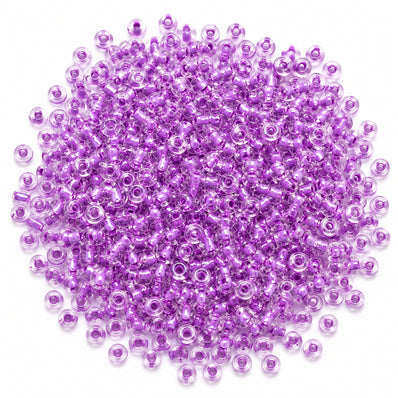 20 grams Pkg. 6/0 Size (approx 4mm) Inside color glass seed beads, Imported from Czech Rep. Matubo Beads, Lavender Color