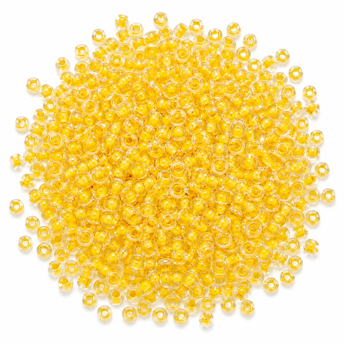 20 grams Pkg. 6/0 Size (approx 4mm) Inside color glass seed beads, Imported from Czech Rep. Matubo Beads, Yellow Color