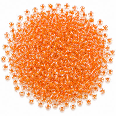 20 grams Pkg. 6/0 Size (approx 4mm) Inside color glass seed beads, Imported from Czech Rep. Matubo Beads, Orange Color