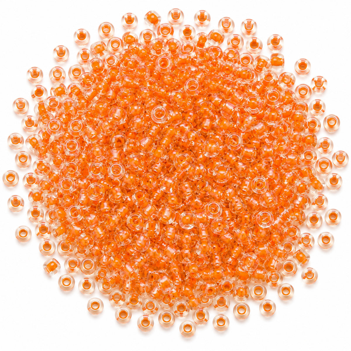 20 grams Pkg. 6/0 Size (approx 4mm) Inside color glass seed beads, Imported from Czech Rep. Matubo Beads, Orange Color