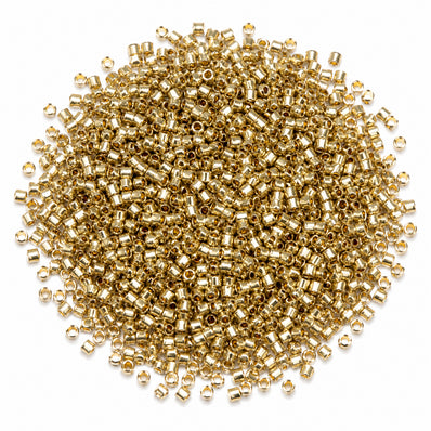 20 grams Pkg. 3mm Tube Delica Style Matubo Czech Glass Seed Beads | 8/0 Size | Matubo Czech Glass Beads | Metallic Gold | Imported from Czech Republic