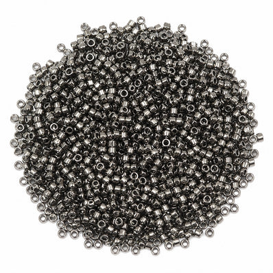 20 grams Pkg. 3mm Tube Delica Style Matubo Czech Glass Seed Beads | 8/0 Size | Matubo Czech Glass Beads | Metallic Gunmetal | Imported from Czech Republic