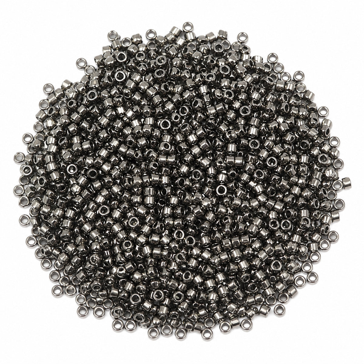 20 grams Pkg. 3mm Tube Delica Style Matubo Czech Glass Seed Beads | 8/0 Size | Matubo Czech Glass Beads | Metallic Gunmetal | Imported from Czech Republic