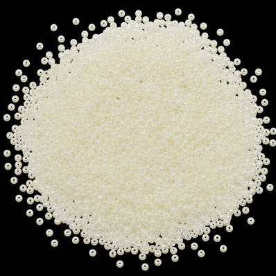 25 grams pkg. 11/0 size (2mm) Whiter Alabaster luster glass seed beads, Matubo Czech Glass Beads