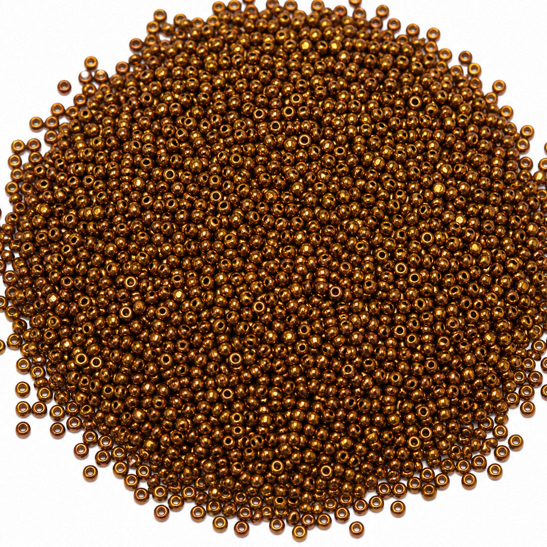 25grams pkg. 11/0 Size (2mm) Metallic Chocolate Bronze, Glass Seed Beads, Matubo Czech Beads