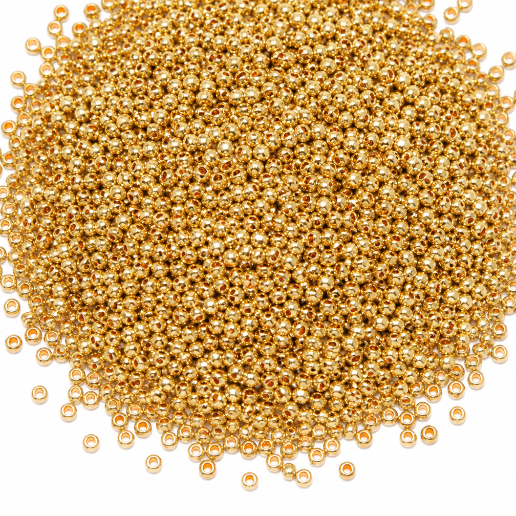 25grams pkg. 11/0 Size (2mm) light  Gold, Metallic Glass Seed Beads, Matubo Czech Beads