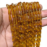 Honey Pencil Shape Glass Crystal Beads – 12x5 mm, Loose Pack (48-49 Pieces)