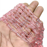 Pink Pencil Shape Acrylic Crystal Beads – 12x5 mm, Loose Pack (48-49 Pieces)