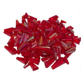 Red Pencil Shape Glass Crystal Beads – 12-15 mm, Mixed Size Pack, 100 Pieces