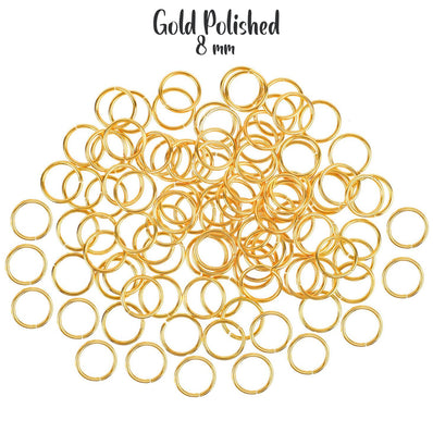 500 Pcs Package, 8mm, Open Jump Ring Sold Per Pack, Gold Plated