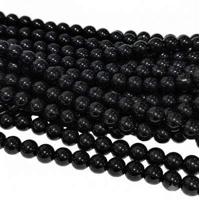 8mm Jelly Glass Beads Dyed Black Color – Approx. 100-102 Pcs Per String for Jewelry Making & DIY Crafts