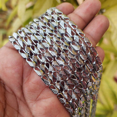 22 INCHES LONG' FANCY JEWELRY CHAIN BEST QUALITY LONG LASTING SILVER PLATED SOLD BY PER PIECE PACK