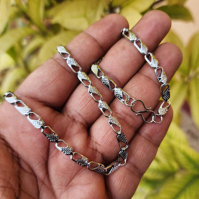 22 INCHES LONG' FANCY JEWELRY CHAIN BEST QUALITY LONG LASTING SILVER PLATED SOLD BY PER PIECE PACK
