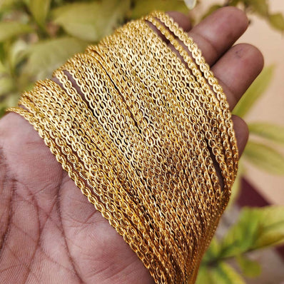 22 INCHES LONG' FANCY JEWELRY CHAIN BEST QUALITY LONG LASTING GOLD PLATED SOLD BY PER PIECE PACK