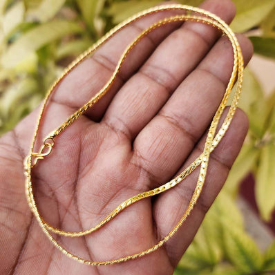 22 INCHES LONG' FANCY JEWELRY CHAIN BEST QUALITY LONG LASTING GOLD PLATED SOLD BY PER PIECE PACK