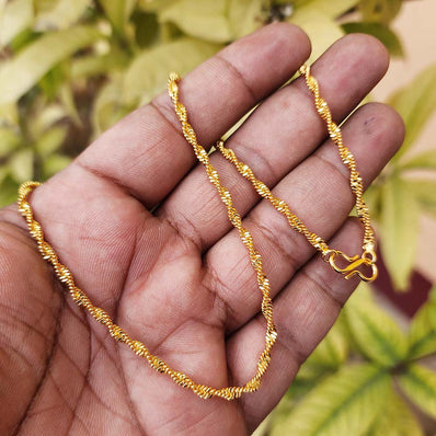 22 INCHES LONG' FANCY JEWELRY CHAIN BEST QUALITY LONG LASTING GOLD PLATED SOLD BY PER PIECE PACK