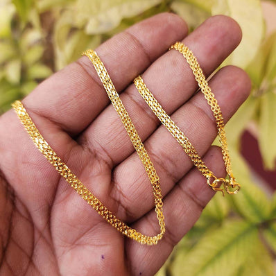22 INCHES LONG' FANCY JEWELRY CHAIN BEST QUALITY LONG LASTING GOLD PLATED SOLD BY PER PIECE PACK