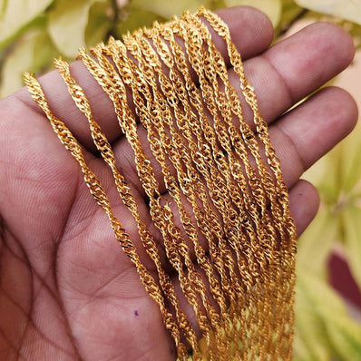 22 INCHES LONG' FANCY JEWELRY CHAIN BEST QUALITY LONG LASTING GOLD PLATED SOLD BY PER PIECE PACK