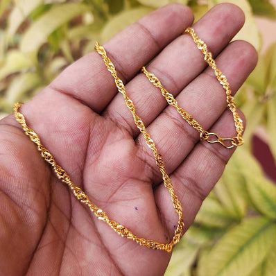 22 INCHES LONG' FANCY JEWELRY CHAIN BEST QUALITY LONG LASTING GOLD PLATED SOLD BY PER PIECE PACK