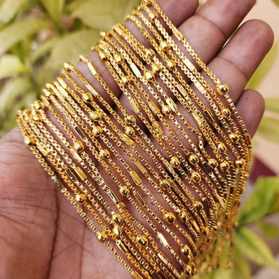 22 INCHES LONG' FANCY JEWELRY CHAIN BEST QUALITY LONG LASTING GOLD PLATED SOLD BY PER PIECE PACK