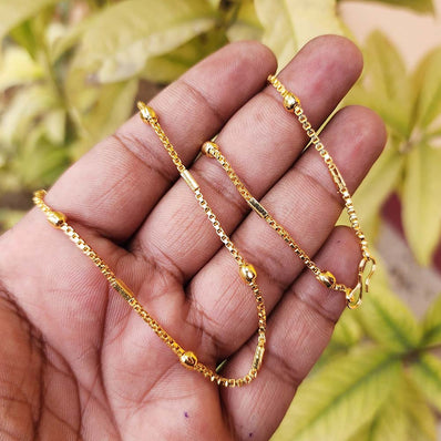 22 INCHES LONG' FANCY JEWELRY CHAIN BEST QUALITY LONG LASTING GOLD PLATED SOLD BY PER PIECE PACK