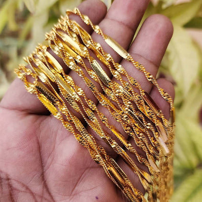 22 INCHES LONG' FANCY JEWELRY CHAIN BEST QUALITY LONG LASTING GOLD PLATED SOLD BY PER PIECE PACK