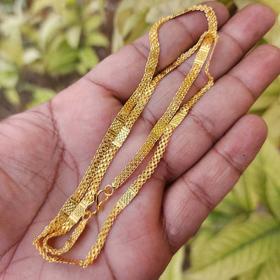 22 INCHES LONG' FANCY JEWELRY CHAIN BEST QUALITY LONG LASTING GOLD PLATED SOLD BY PER PIECE PACK