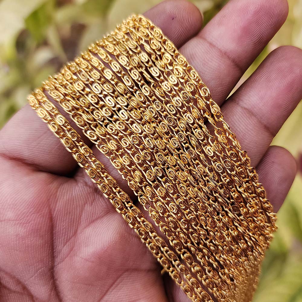 22 INCHES LONG' FANCY JEWELRY CHAIN BEST QUALITY LONG LASTING GOLD PLA ...