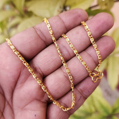 22 INCHES LONG' FANCY JEWELRY CHAIN BEST QUALITY LONG LASTING GOLD PLATED SOLD BY PER PIECE PACK