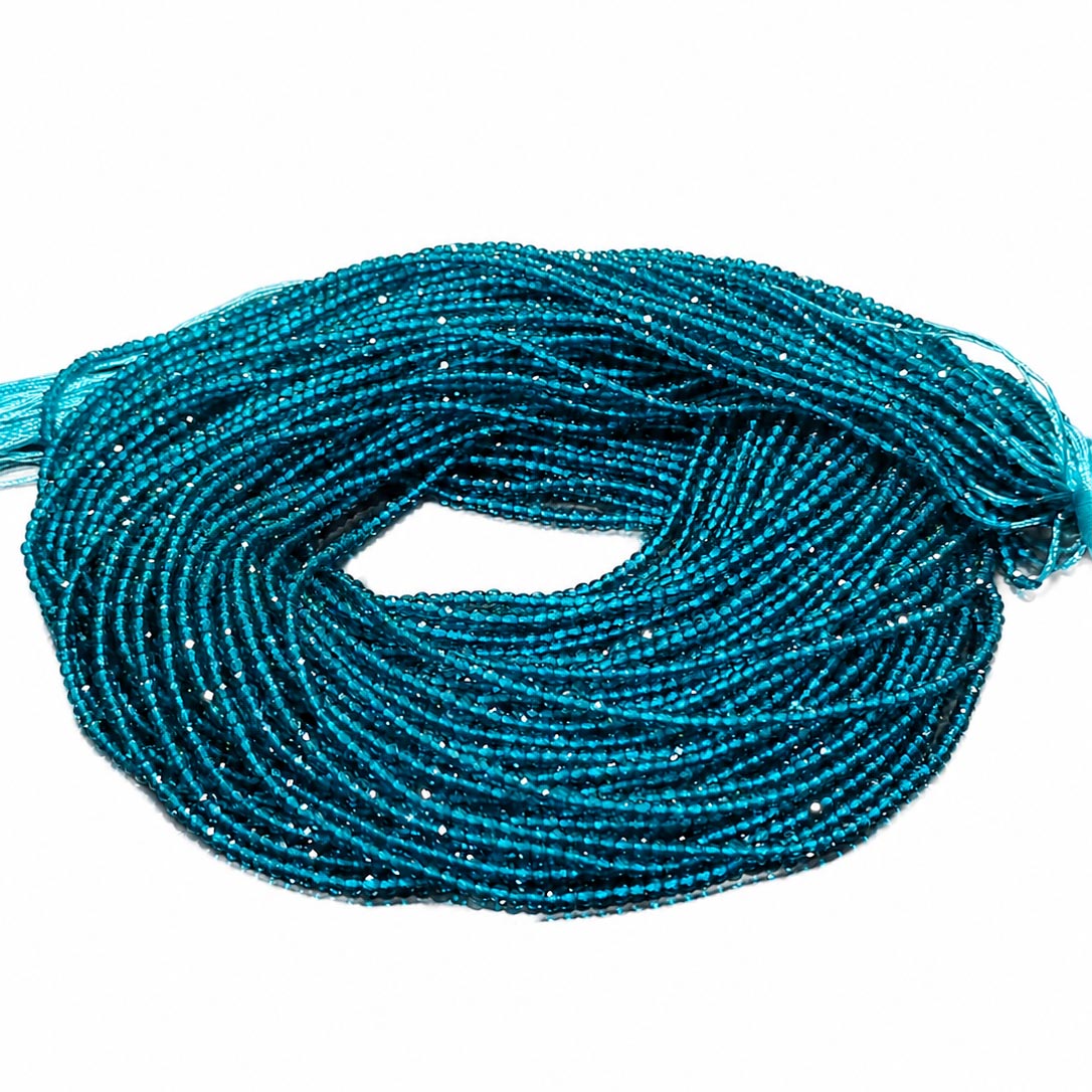 2mm Hydro Crystal Glass Beads | Teal Blue Faceted Rondelle | 5 Lines/String | Approx. 900+ Beads | Jewelry Making Supplies