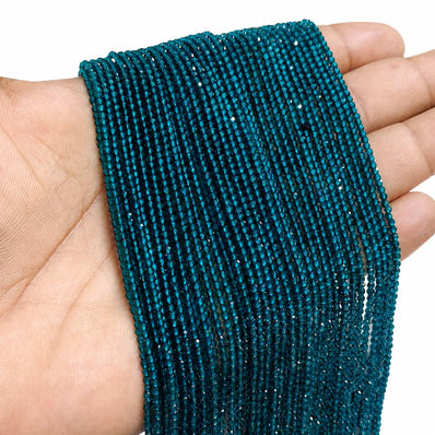 2mm Hydro Crystal Glass Beads | Teal Blue Faceted Rondelle | 5 Lines/String | Approx. 900+ Beads | Jewelry Making Supplies