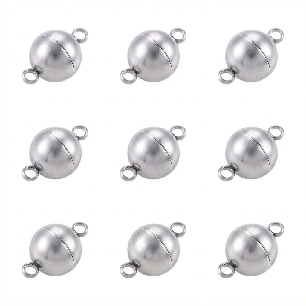 8 mm Stainless Steel Color Magnetic Clasp for Jewellery Making – 5 Pieces