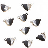 15x10 mm Black & Silver Heart Magnetic Clasp for Jewellery Making – 5 Pieces