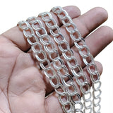 9x11 mm Silver Iron Alloy Chain – 1 Meter Cut Chain for Jewelry Making | Oval Link Chain