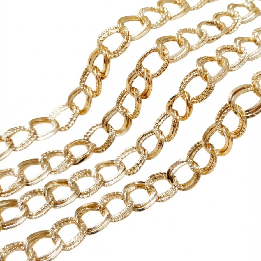 9x11 mm Lite Gold Iron Alloy Chain – 1 Meter Cut Chain for Jewelry Making | Oval Link Chain